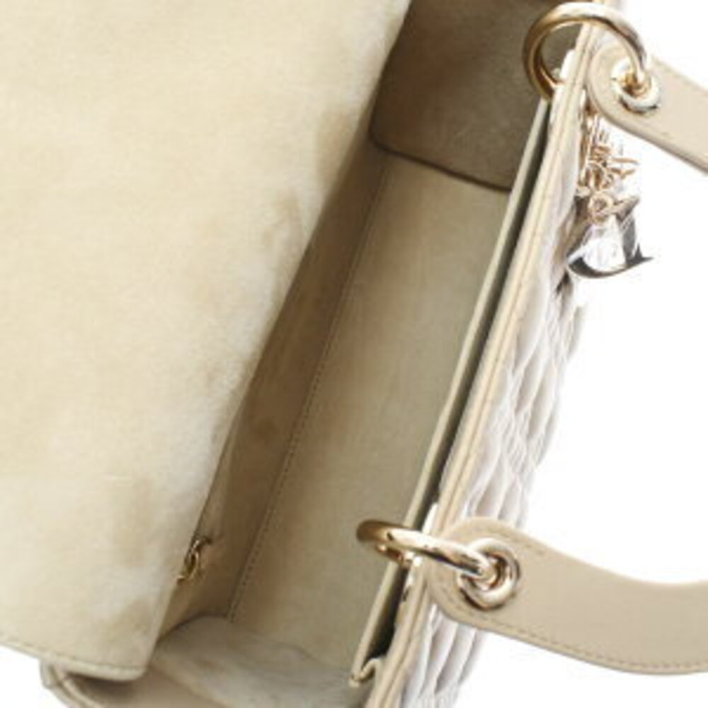 Christian Dior Lady Handbag Taupe Cream Beige Lambskin - Picture 8 of 9